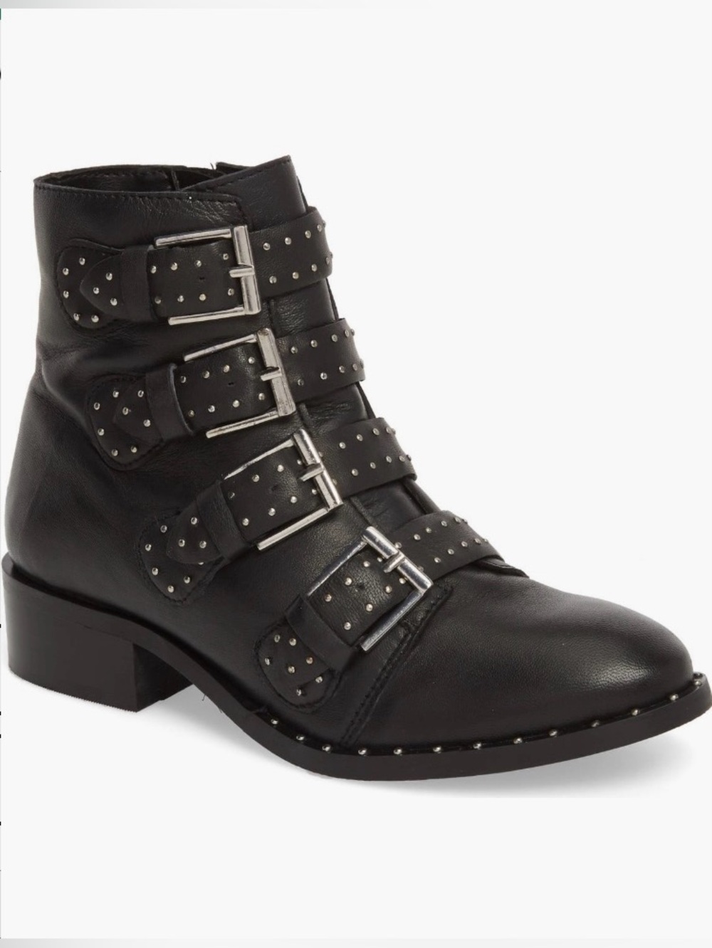 Never Worn Black Suede Studio Layla Leather Studded Moto Booties